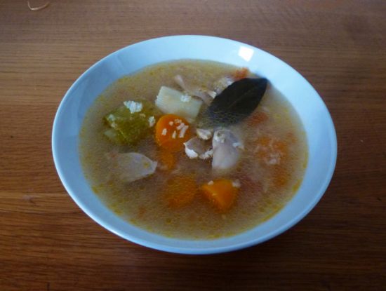 soupe de riz et poulet